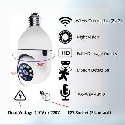 360° Smart Wi-Fi Security Bulb Camera